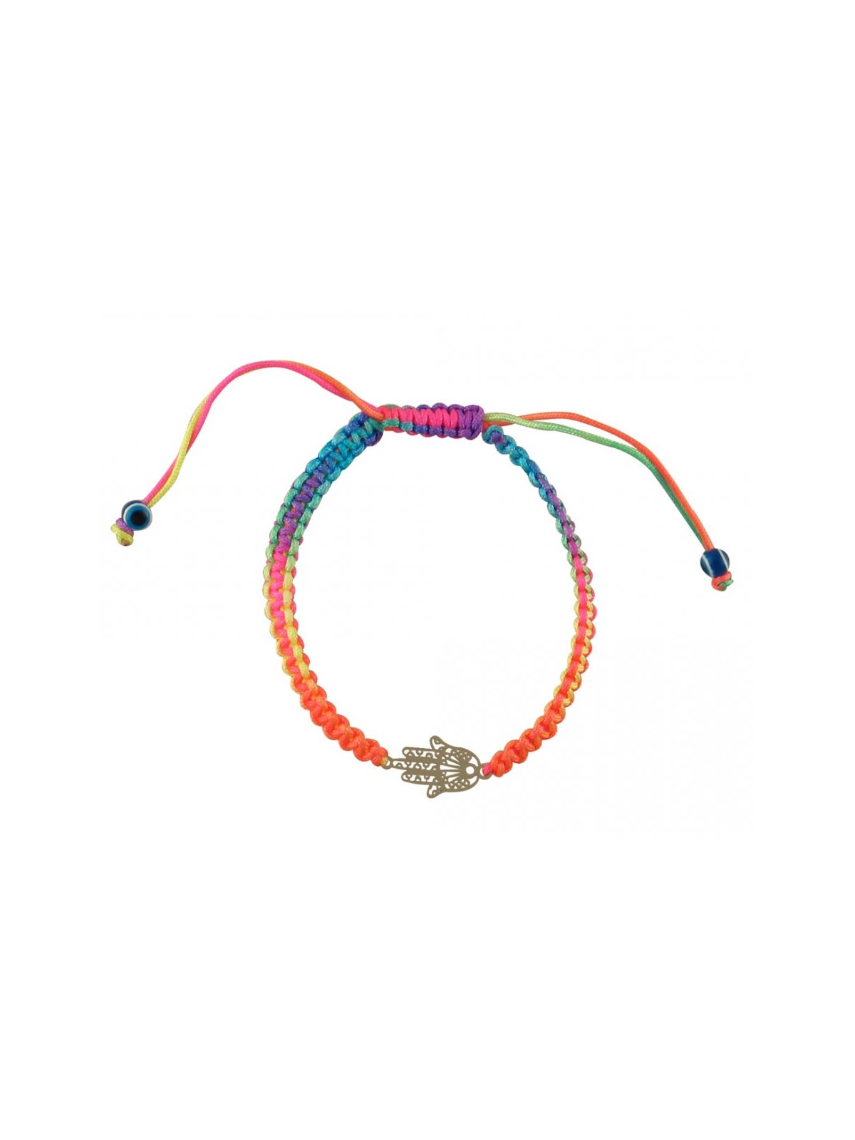 Neon Multicolor Braided Cord Bracelet Sil... | Jewish Gift from Israel