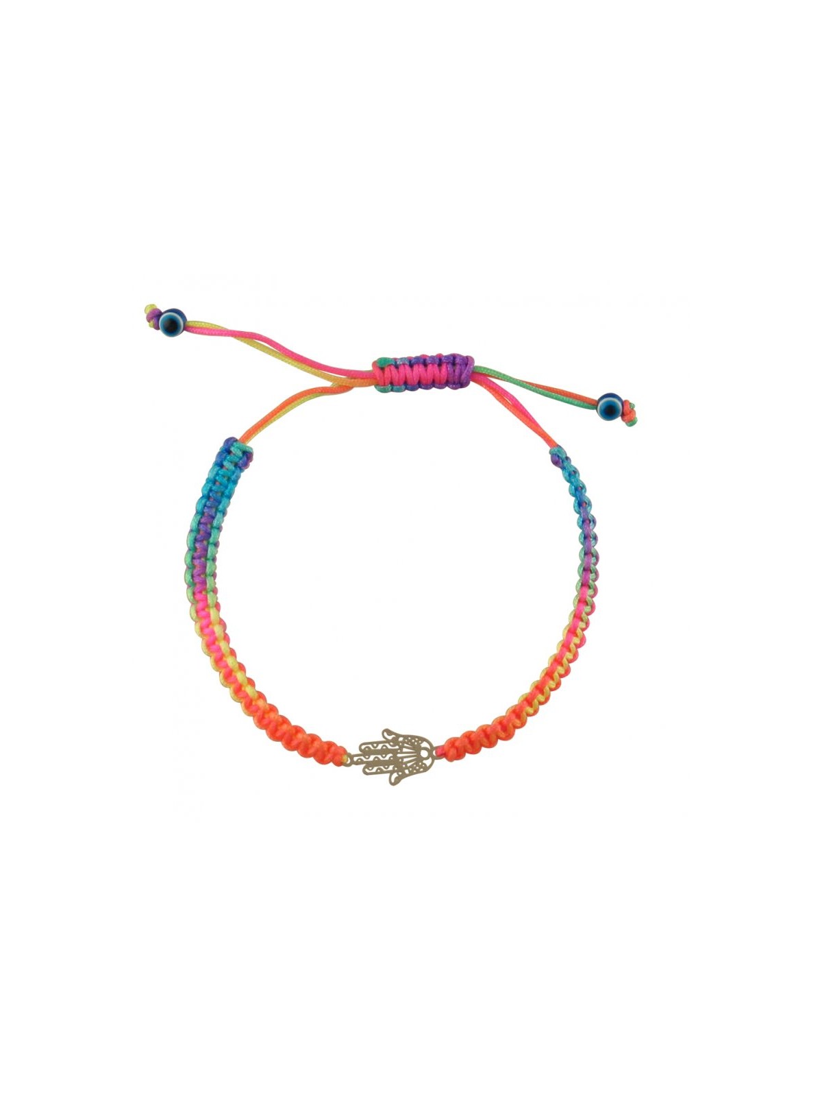 Neon Multicolor Braided Cord Bracelet Sil... | Jewish Gift from Israel