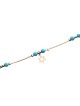 Anklets Gold Rhodium with Blue Beads and Gold Sta... | Judaica Anklets