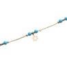 Anklets Gold Rhodium with Blue Beads and Gold Sta... | Judaica Anklets