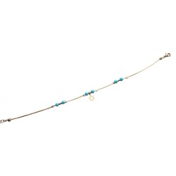 Anklets Gold Rhodium with Blue Beads and Gold Sta... | Judaica Anklets