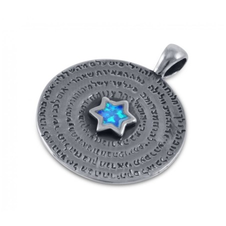 72 Names of God and Opal Stone Sterling Silver Nec... | Jewish Pendant