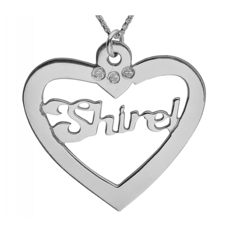 Silver English Heart Custom Name Necklace | Personalized Jewelry