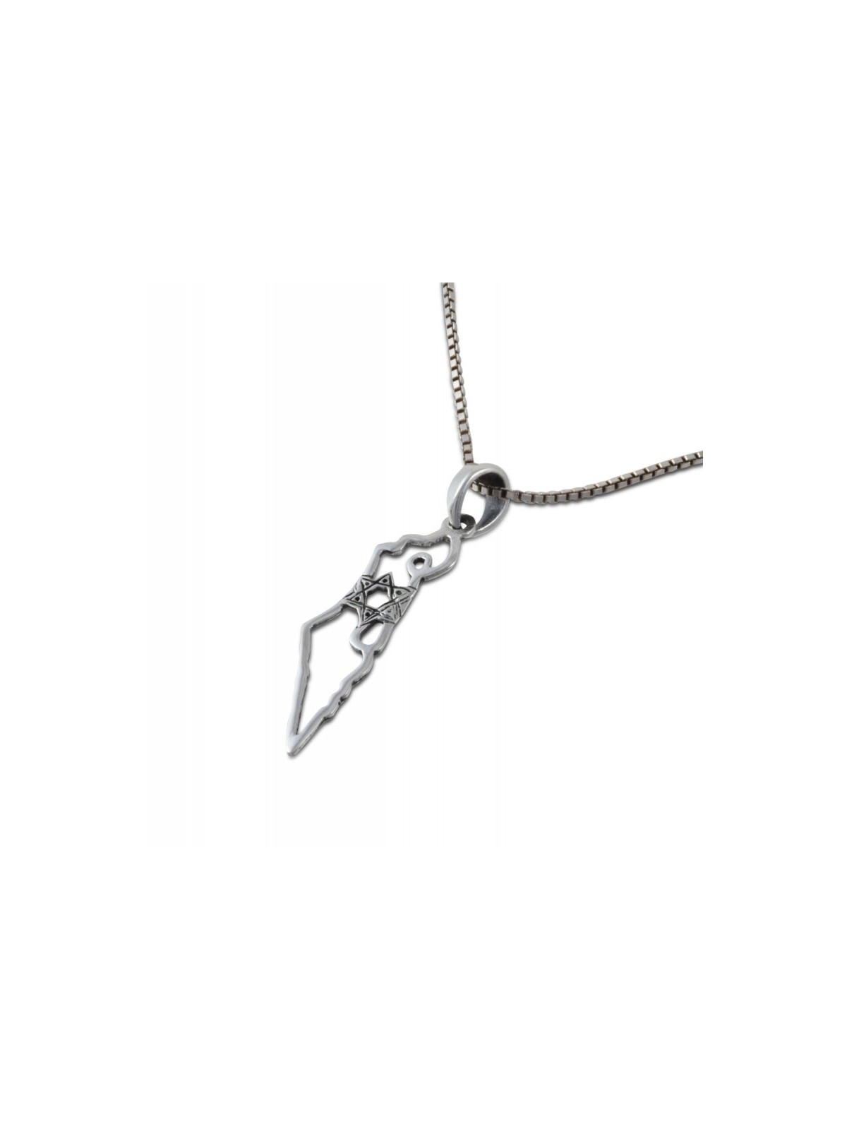 925 Sterling Silver Pendant Necklace Outline of Is... | Jewish Pendant