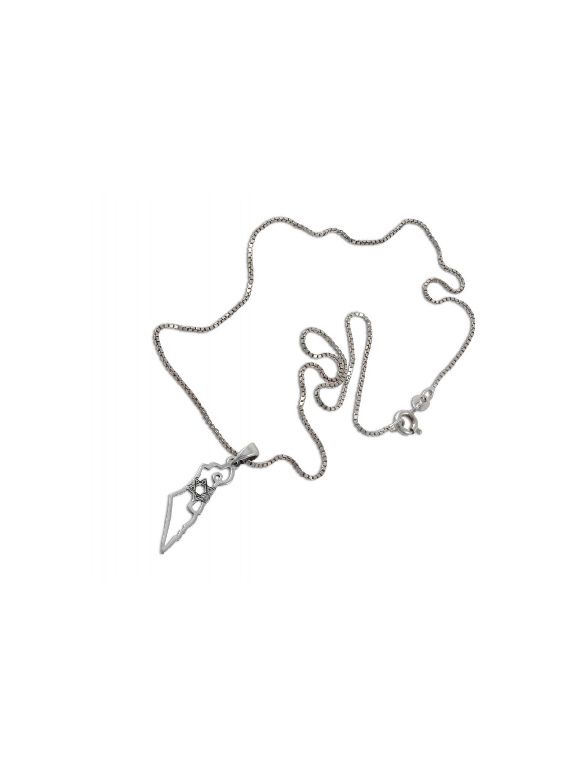 925 Sterling Silver Pendant Necklace Outline of Is... | Jewish Pendant