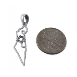 925 Sterling Silver Pendant Necklace Outline of Is... | Jewish Pendant