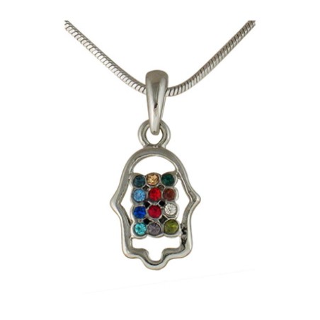 Hamsa Breastplate Rhodium Necklace | Hamsa Necklace