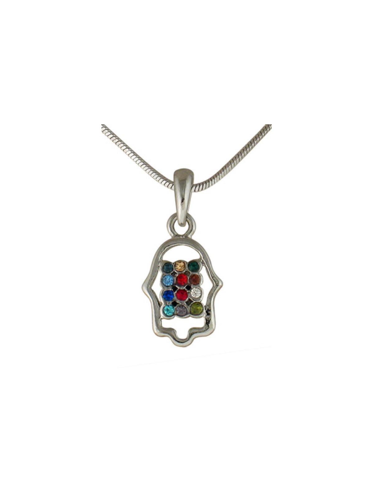Hamsa Breastplate Rhodium Necklace | Hamsa Necklace
