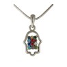 Hamsa Breastplate Rhodium Necklace | Hamsa Necklace