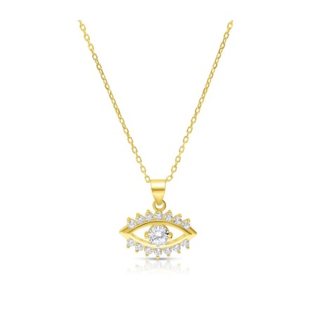Yellow Gold Plated Sterling Silver Necklace Zircon... | Jewish Pendant