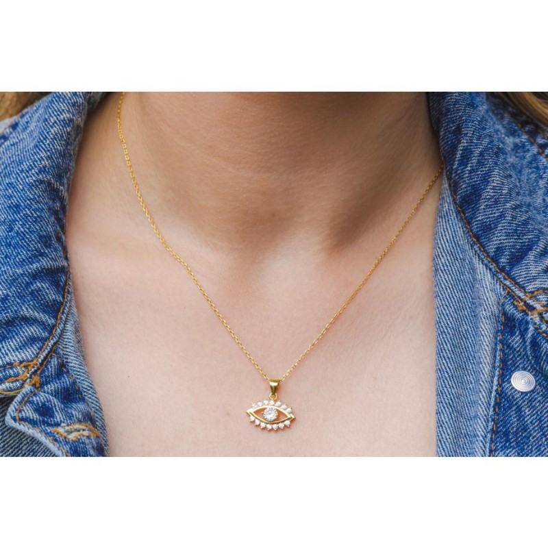 Yellow Gold Plated Sterling Silver Necklace Zircon... | Jewish Pendant