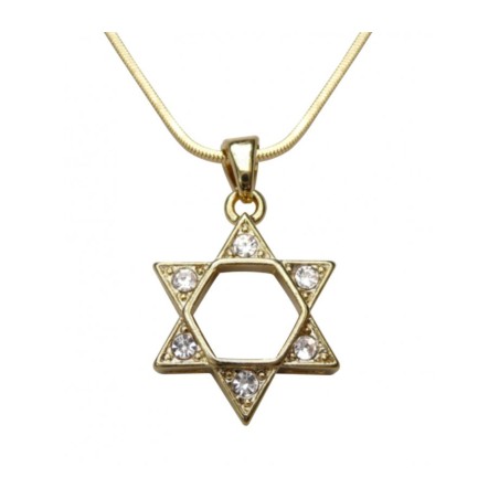 Rhodium Pendant Necklace Gold Star of Dav... | Jewish Gift from Israel