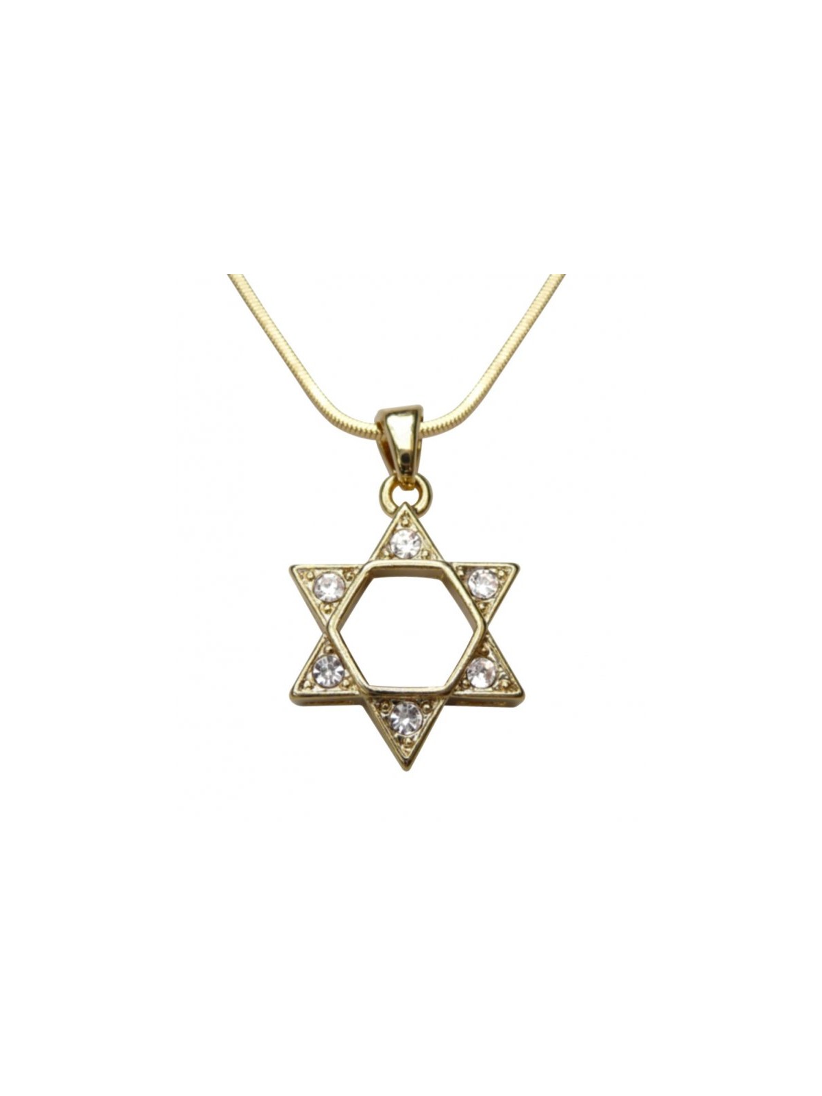Rhodium Pendant Necklace Gold Star of Dav... | Jewish Gift from Israel