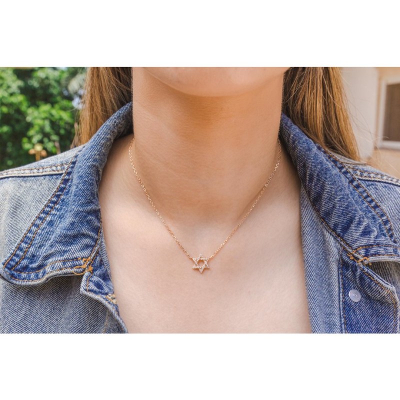 Collier en argent sterling plaqué or rose... | Bijoux de mode israéliens