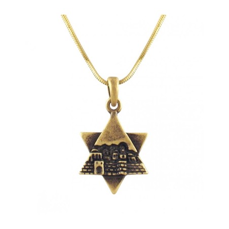 Rhodium Antique Bronze Finish Jerusalem S... | Jewish Gift from Israel