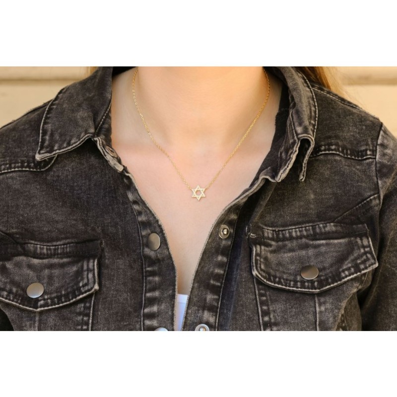 Collier en argent sterling plaqué or jaune... | Bijoux de mode israéliens