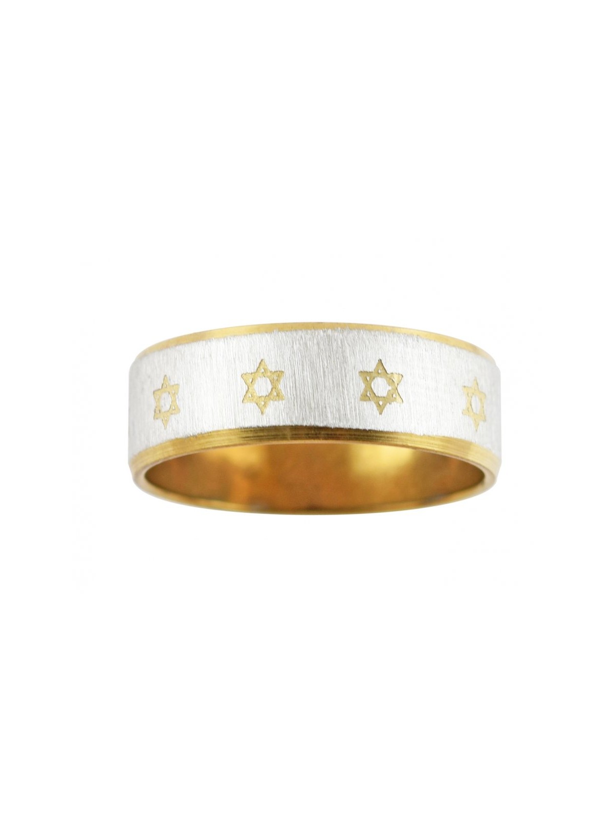 Stainless Steel Two Tone Ring with Small Gold Stars ... | Jewish Rings