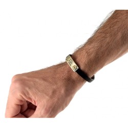 Golan Studio Men Leather Bracelet Silver Hebrew Shema... | Men Jewelry