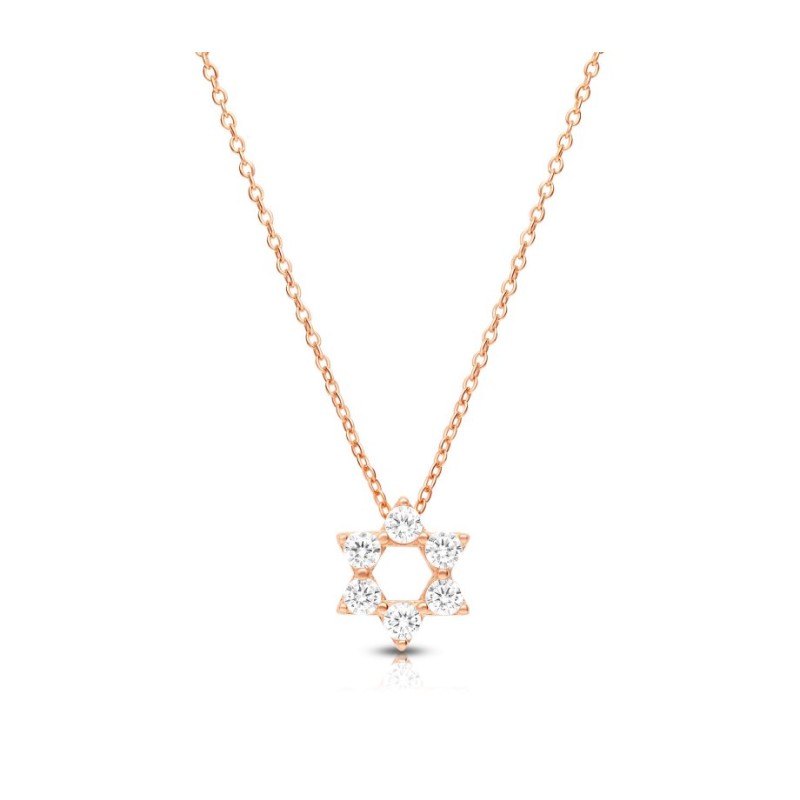 Star of David Pendant on Rose Gold Plated... | Israeli Fashion Jewelry