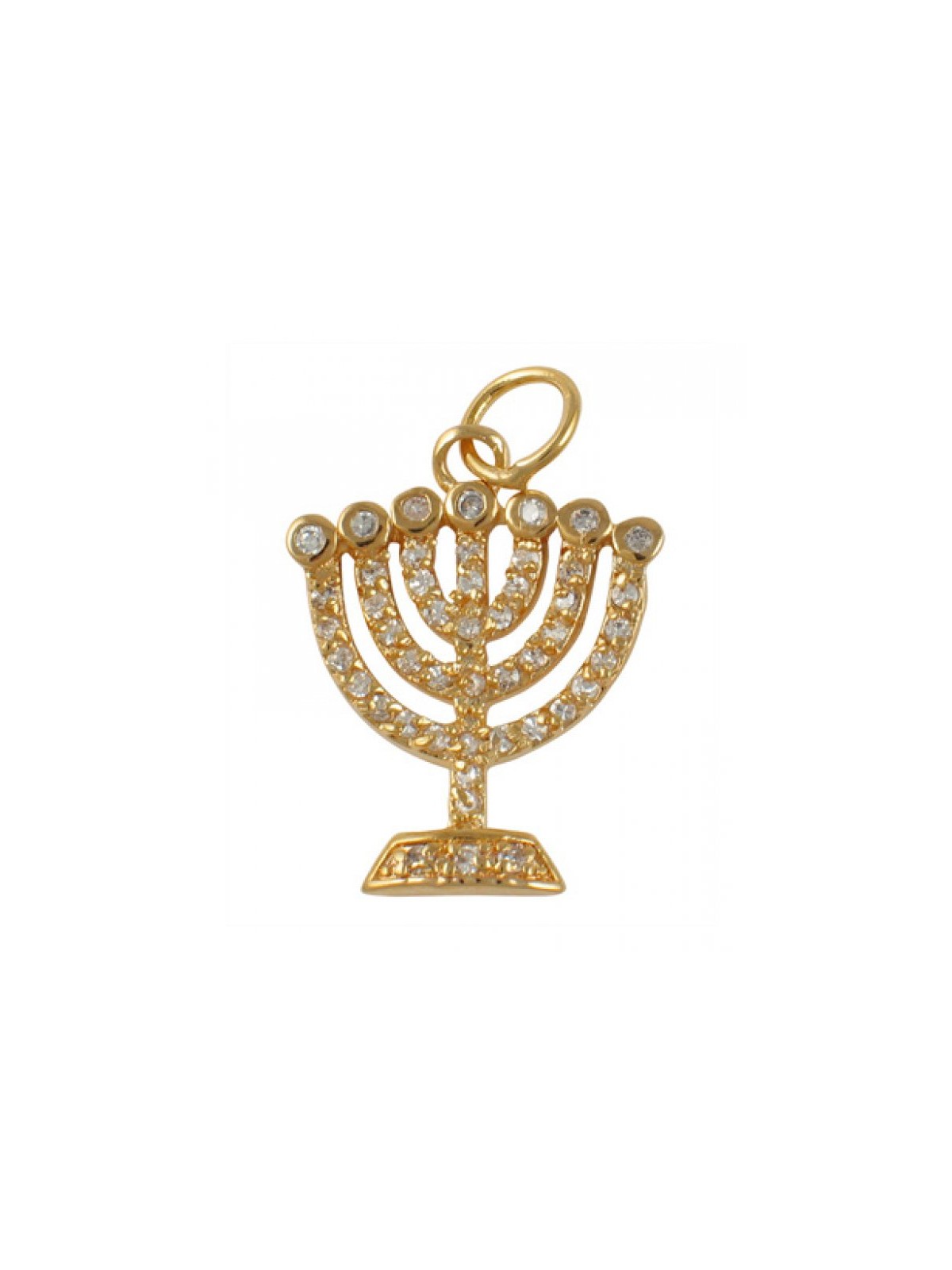 Gold Filled Zirconium Seven Branch Menorah Pendant | Menorah Pendants