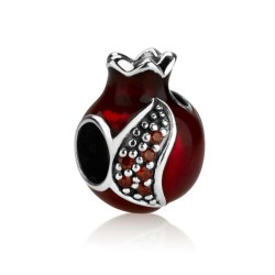 Sterling Silver Red Enamel Pomegranate Charm | Judaica Charms