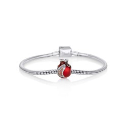 Sterling Silver Red Enamel Pomegranate Charm | Judaica Charms