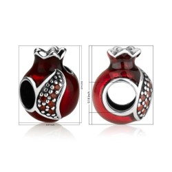 Sterling Silver Red Enamel Pomegranate Charm | Judaica Charms