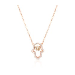 Collier en argent sterling plaqué or rose avec jambon... | Collier Hamsa