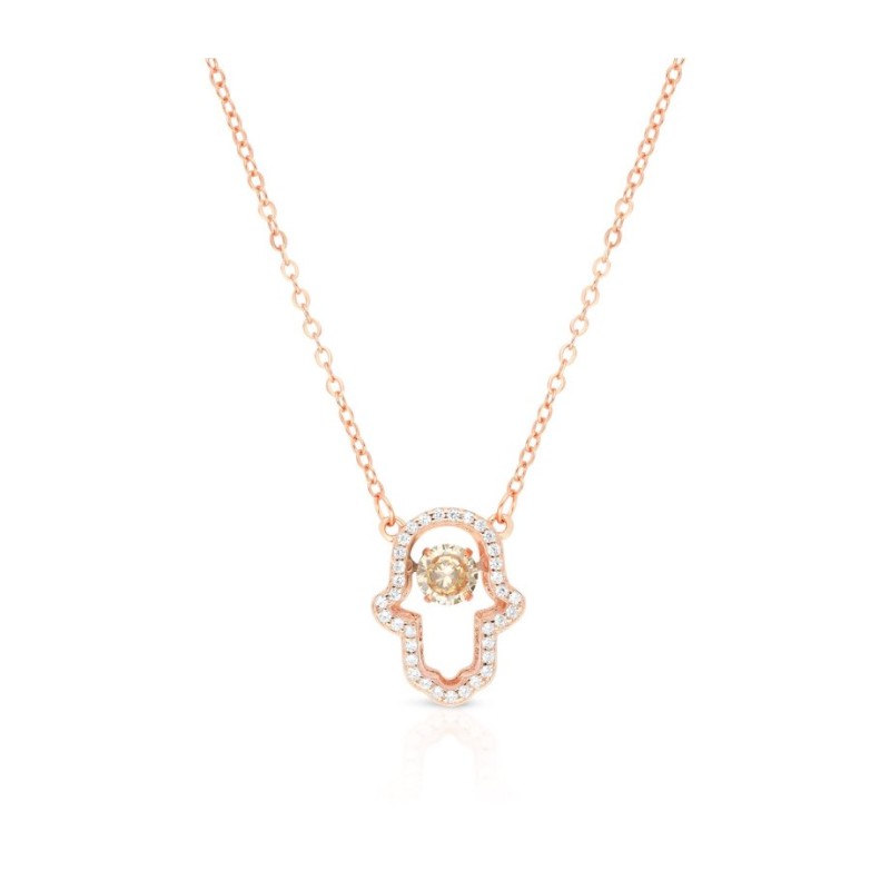 Collier en argent sterling plaqué or rose avec jambon... | Collier Hamsa