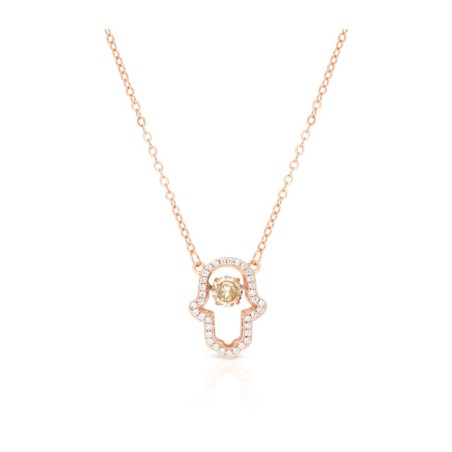 Collier en argent sterling plaqué or rose avec jambon... | Collier Hamsa