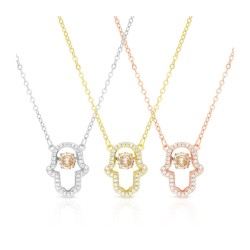 Rose Gold Plated Sterling Silver Necklace with Ham... | Hamsa Necklace