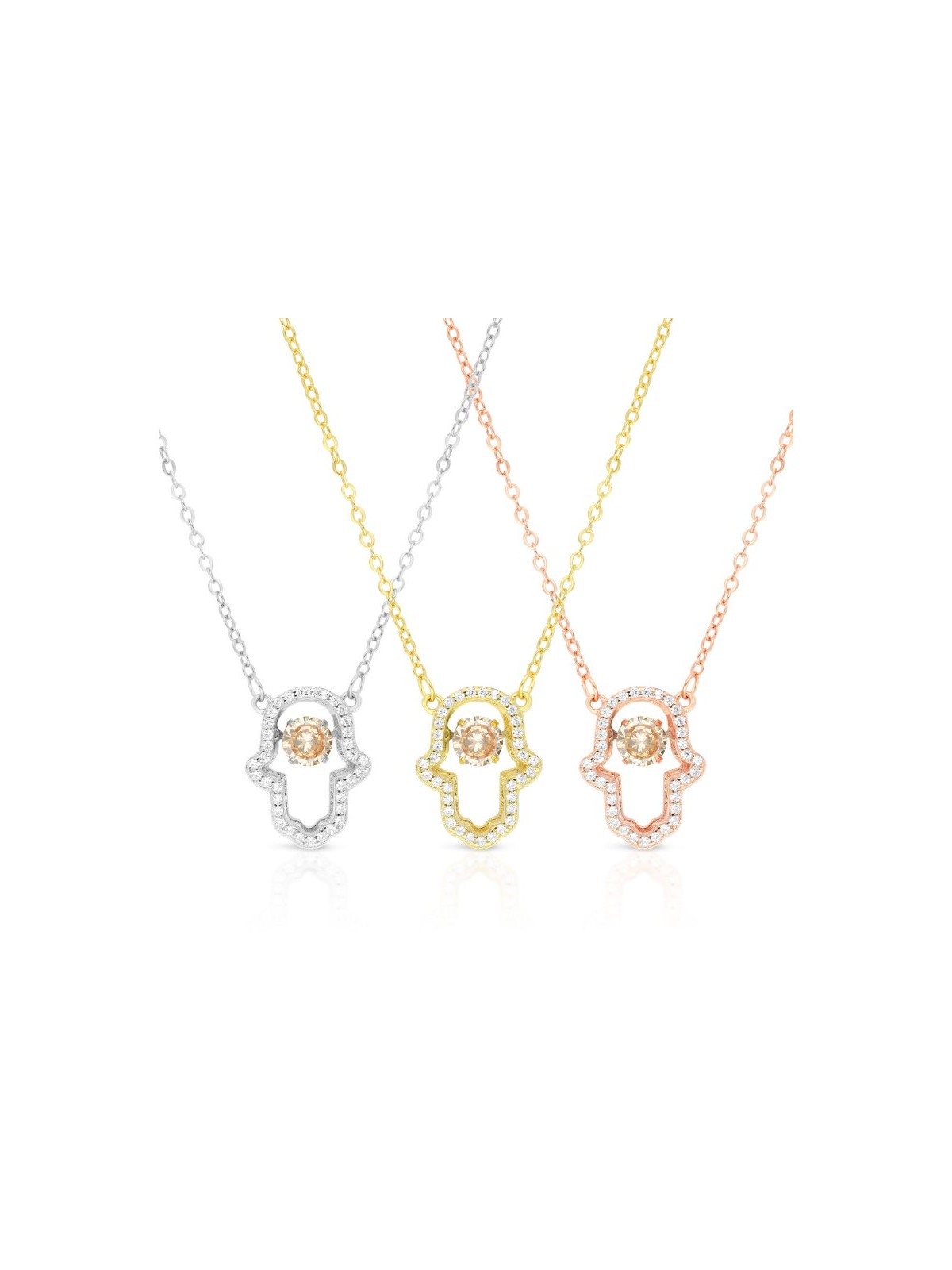 Yellow Gold Plated Sterling Silver Necklace with H... | Hamsa Necklace