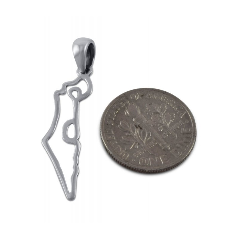 925 Sterling Silver Pendant Necklace Outline of La... | Jewish Pendant