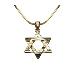 Rhodium Pendant Necklace Textured Star of... | Jewish Gift from Israel
