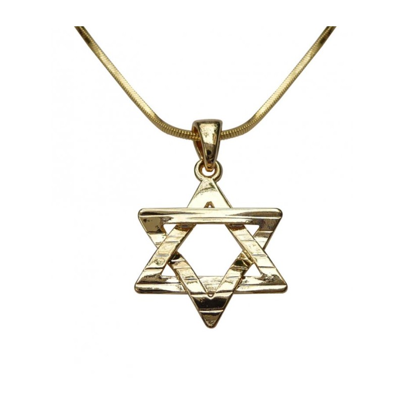 Rhodium Pendant Necklace Textured Star of... | Jewish Gift from Israel