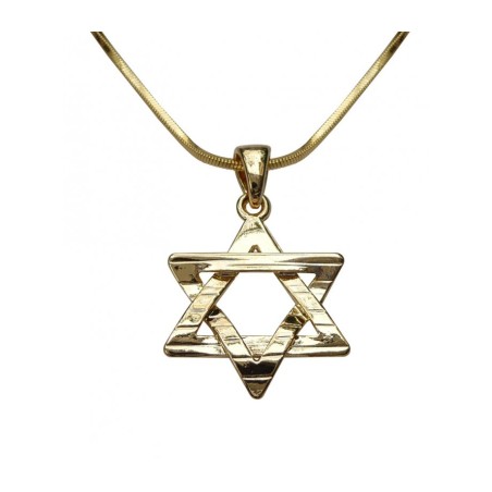 Rhodium Pendant Necklace Textured Star of... | Jewish Gift from Israel