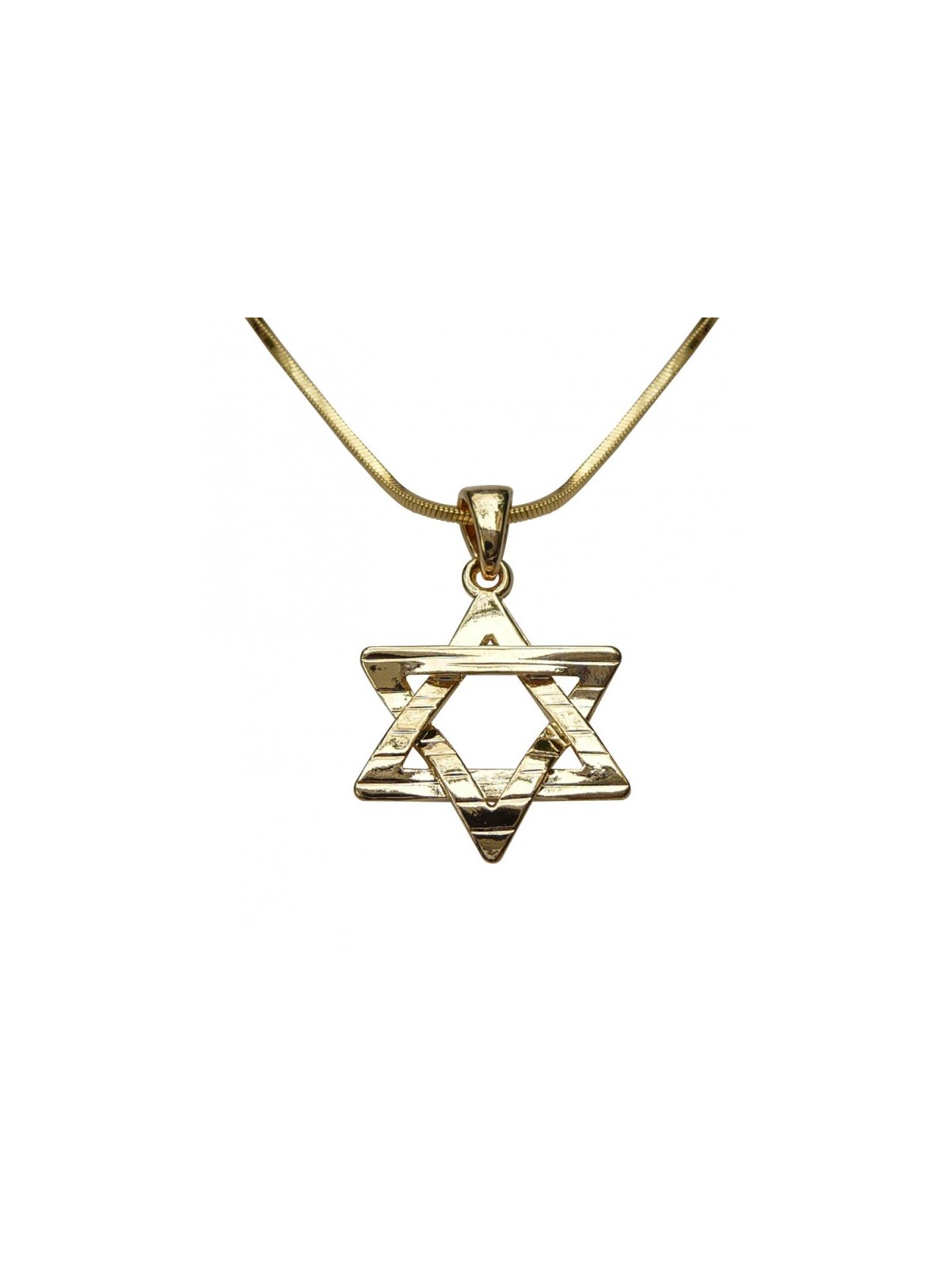 Rhodium Pendant Necklace Textured Star of... | Jewish Gift from Israel