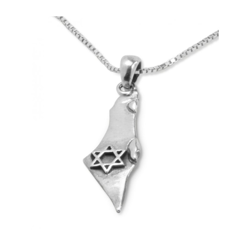 Étoile de David sur les contours d'Israël en argent sterling 925... | AJDesign