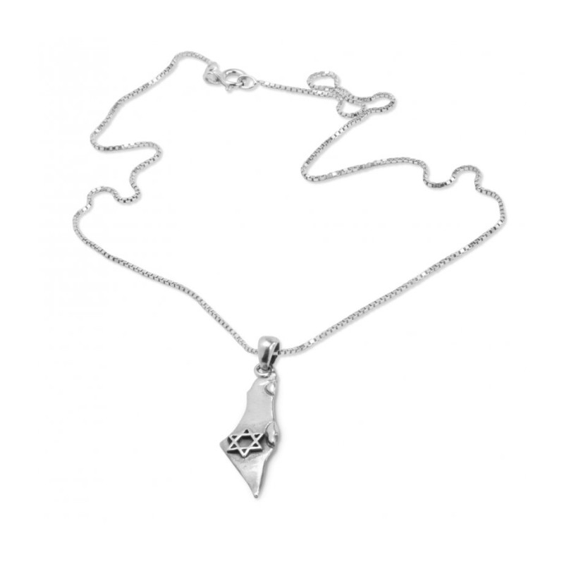 Star of David on Outline of Israel 925 Sterling Silver N... | AJDesign