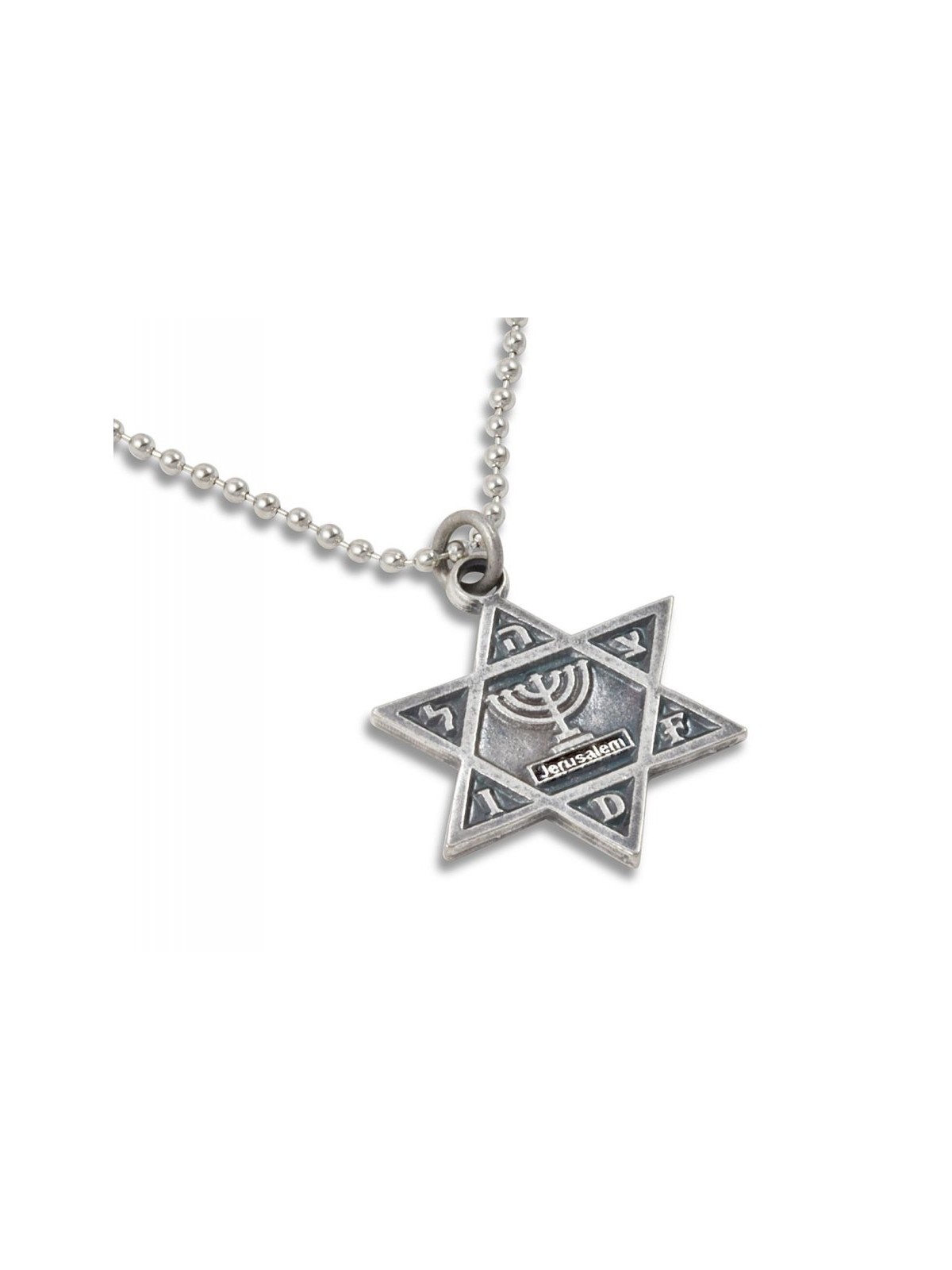 Collier avec pendentif étoile de David et médaille de Jérusalem... | Armée israélienne