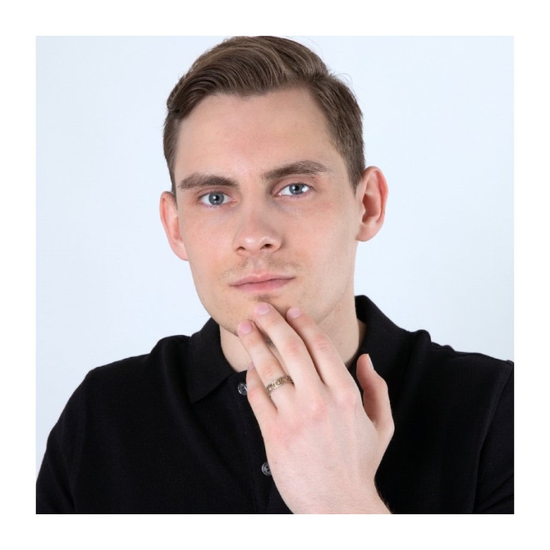 Sterling Silver Ring with Cutout Gold Plated Hebrew ... | Jewish Rings