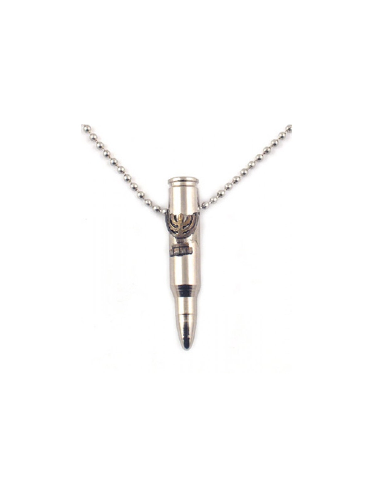 Collier Argent Pendentif Balle de l'Armée Israélienne avec Bro... | Armée israélienne