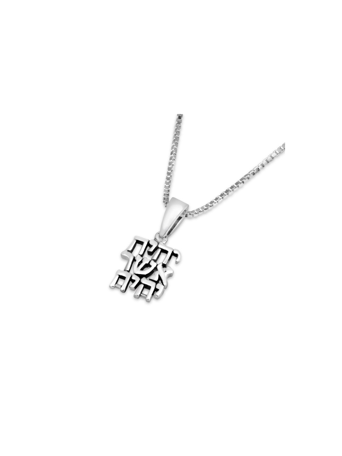 Sterling Silver Pendant Necklace with Hebrew Words... | Jewish Pendant