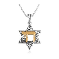 Pendant Necklace Star of David and Chai... | Chai Necklaces & Pendants
