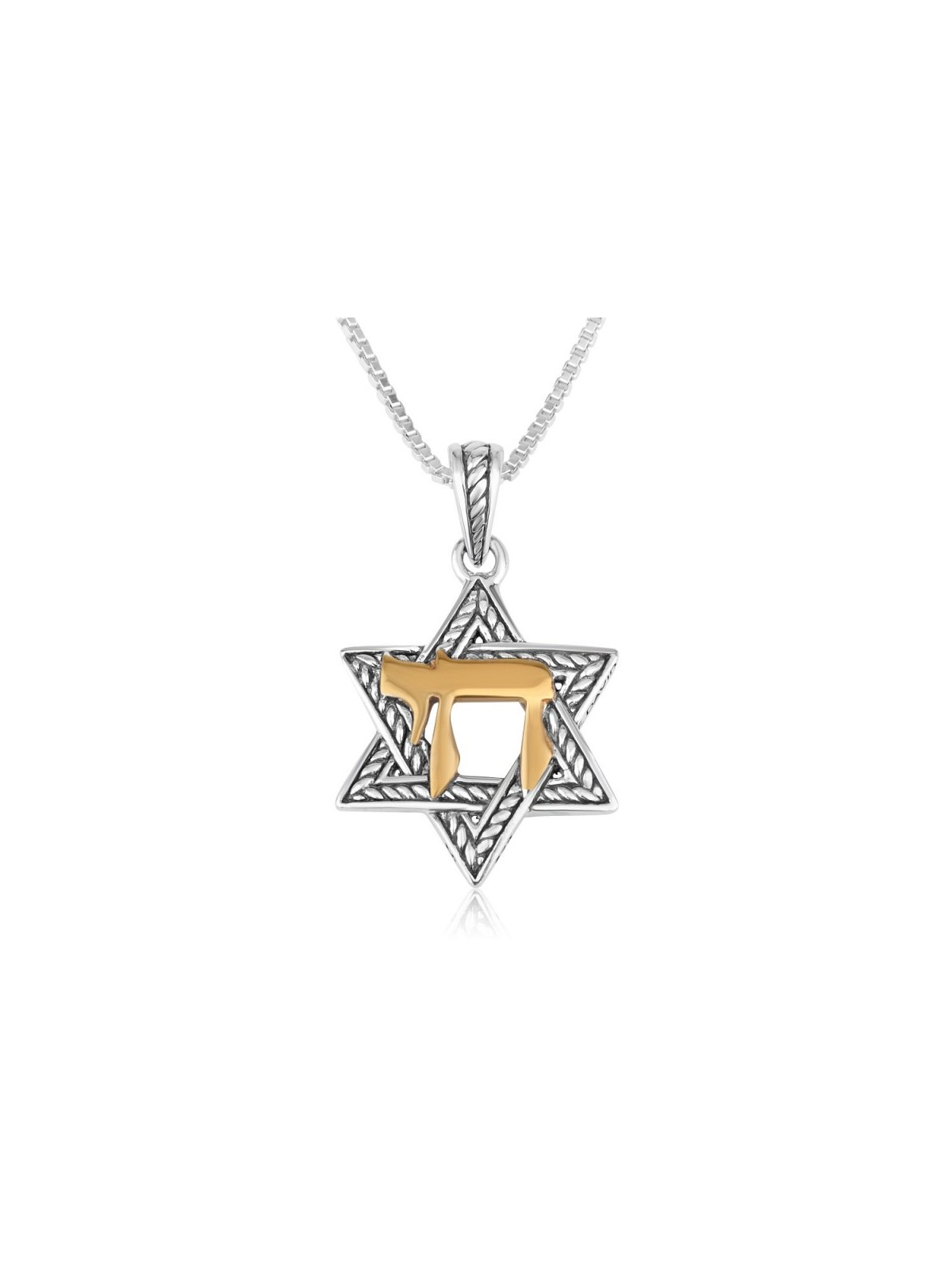 Pendant Necklace Star of David and Chai... | Chai Necklaces & Pendants