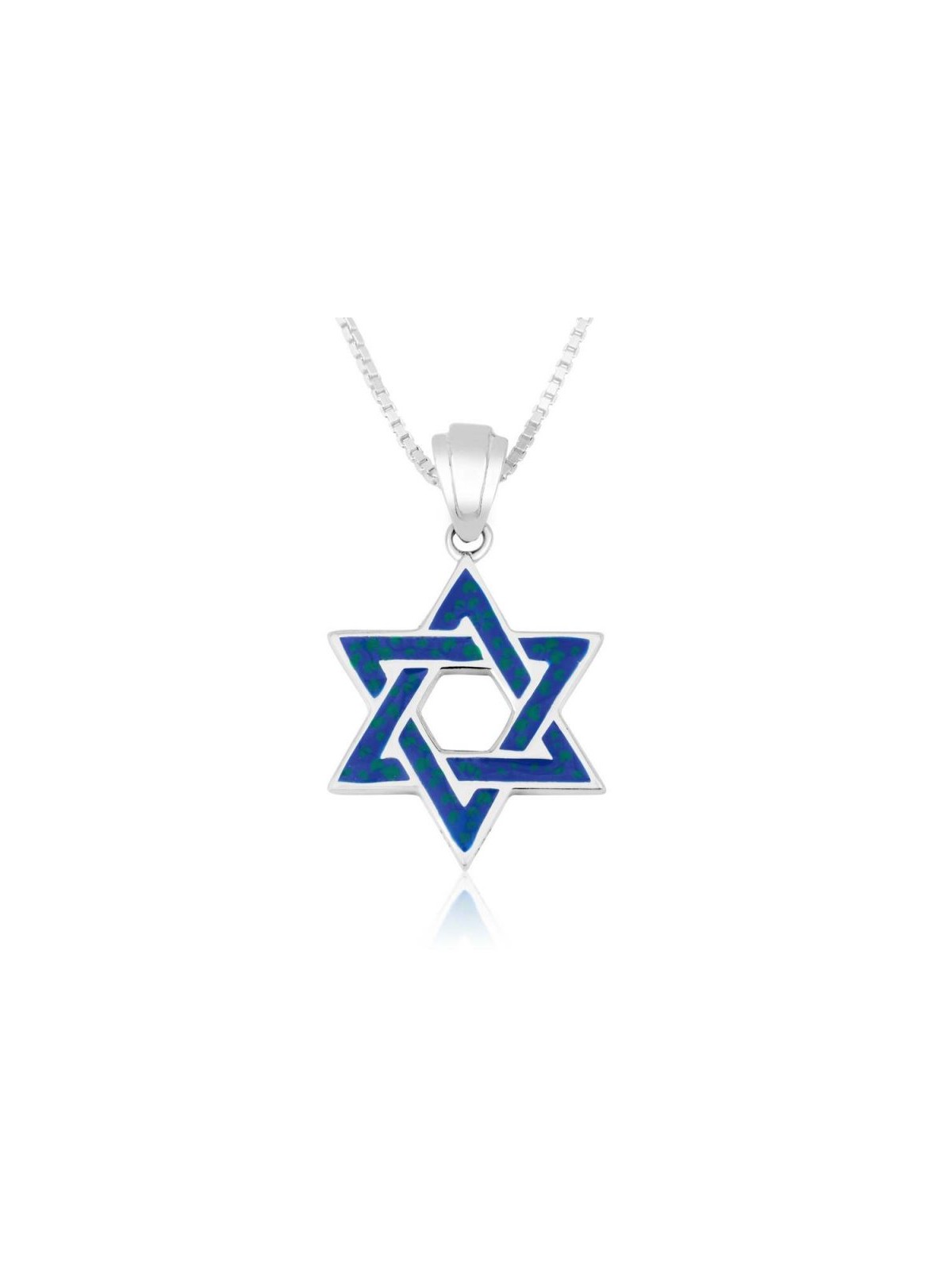 Sterling Silver Pendant Necklace Blue Ena... | Jewish Gift from Israel