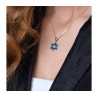 Sterling Silver Pendant Necklace Blue Ena... | Jewish Gift from Israel