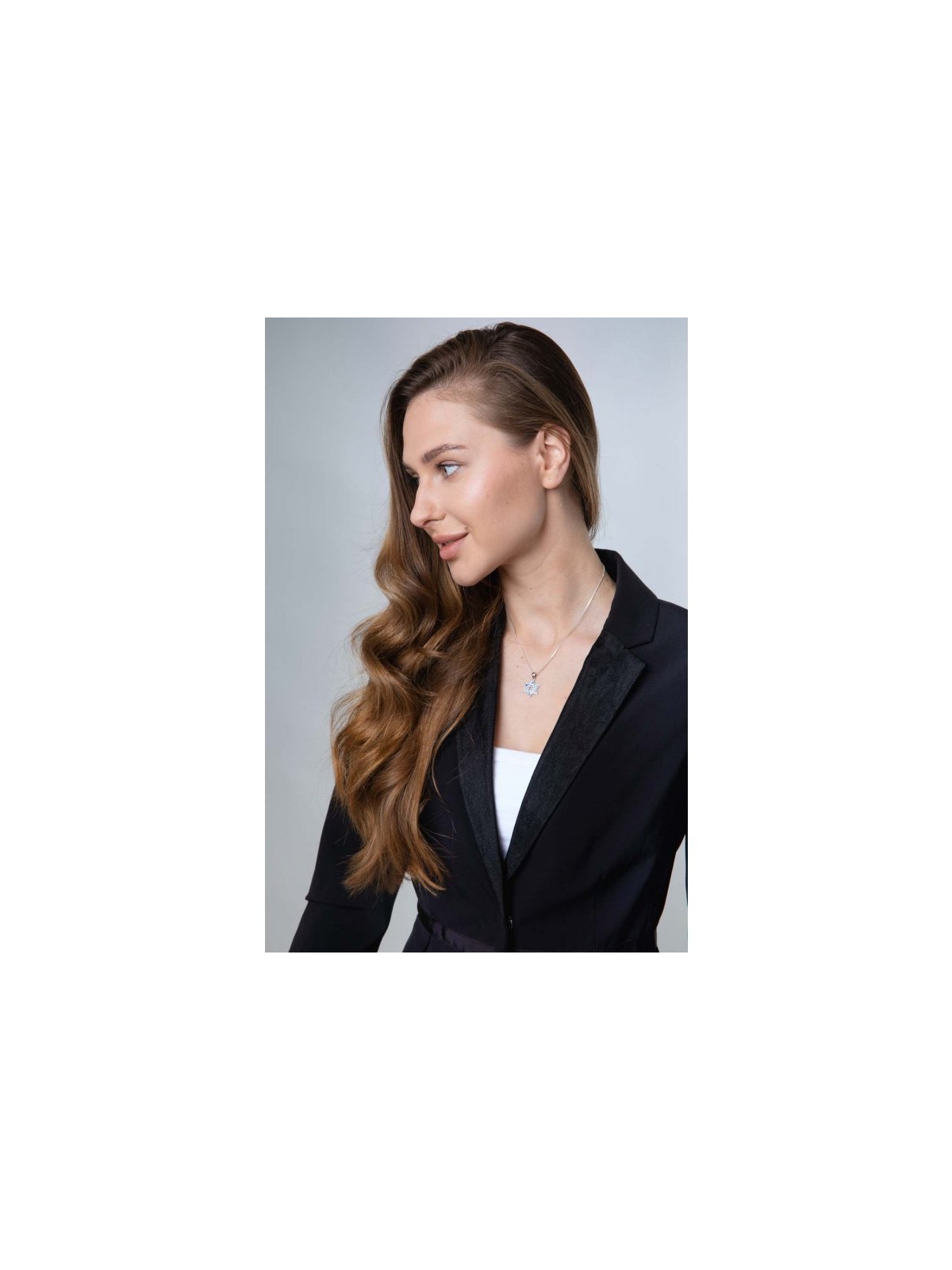 Sterling Silver Pendant Necklace Blue Ena... | Jewish Gift from Israel