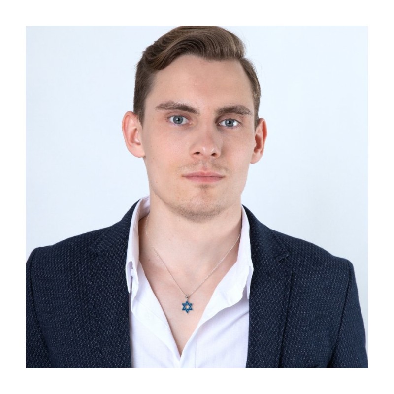 Sterling Silver Pendant Necklace Blue Ena... | Jewish Gift from Israel