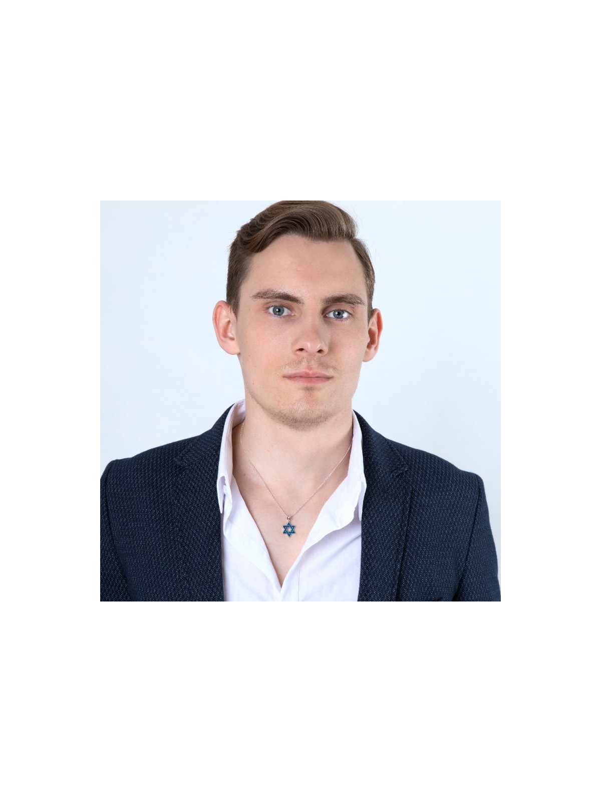 Sterling Silver Pendant Necklace Blue Ena... | Jewish Gift from Israel